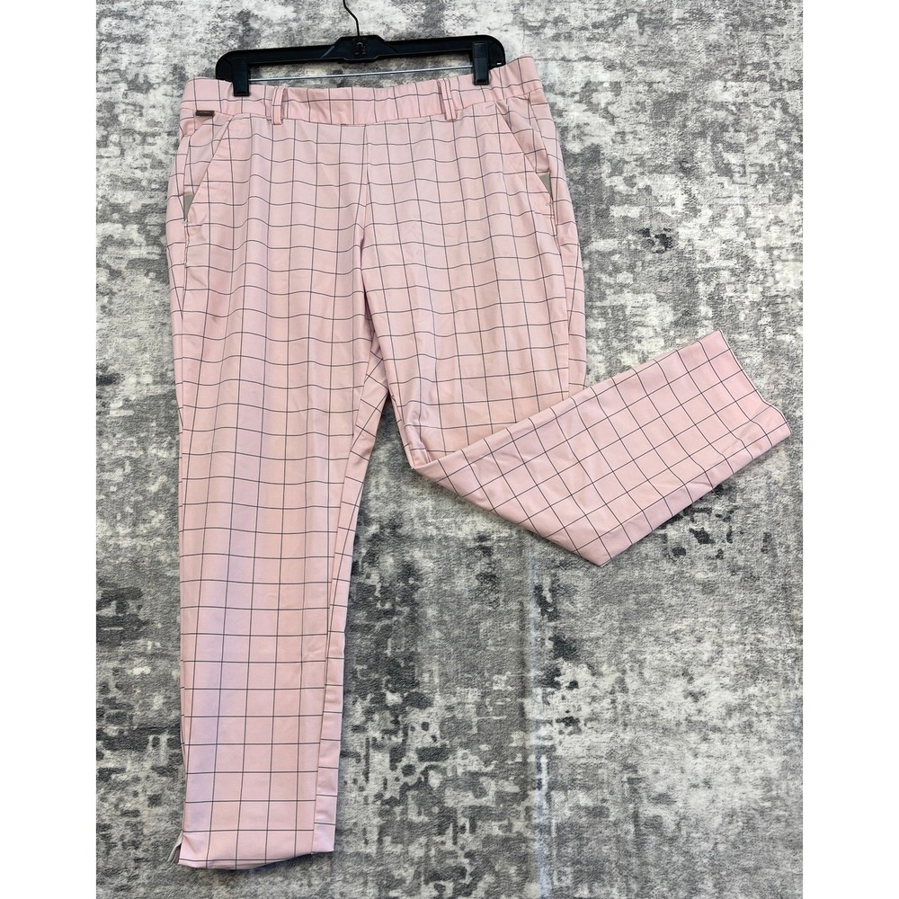 KJUS Golf Pants Womens Size 38x27 Ikala Treggings Pink Plaid Slim Fit Stretch